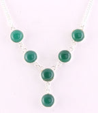 Fijne zilveren ketting met groene onyx afbeelding 1