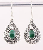 Opengewerkte zilveren oorbellen met malachiet afbeelding 1