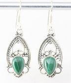 Opengewerkte zilveren oorbellen met malachiet afbeelding 1