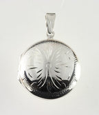 Rond hoogglans zilveren medaillon met fantasiegravering afbeelding 1