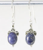 Fijne bewerkte zilveren oorbellen met lapis lazuli afbeelding 1