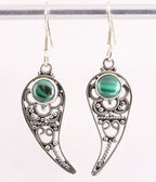 Opengewerkte zilveren oorbellen met malachiet afbeelding 1
