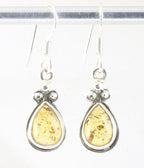 Fijne bewerkte zilveren oorbellen met amber afbeelding 1