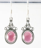 Bewerkte zilveren oorbellen met granaat afbeelding 1