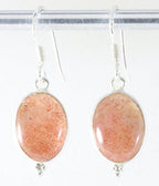 Fijne zilveren oorbellen met rode zonnesteen afbeelding 1