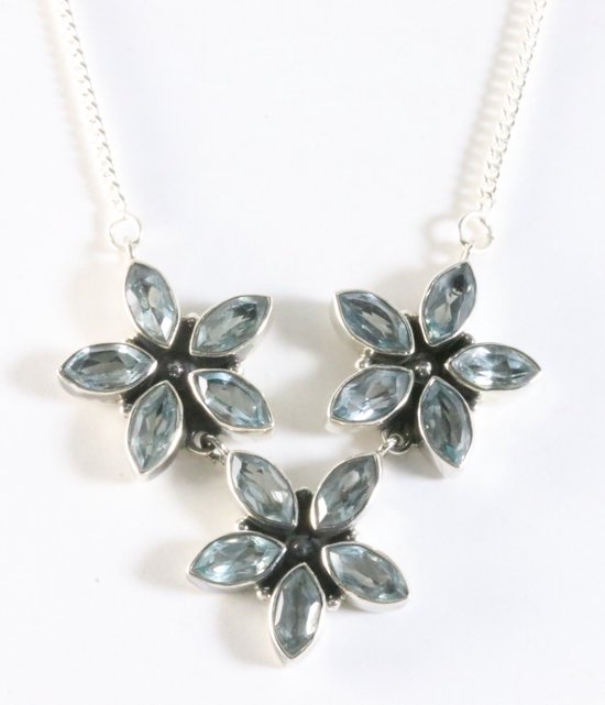 Zilveren ketting met blauwe topaas afbeelding 1