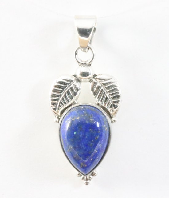 Bewerkte zilveren hanger met lapis lazuli afbeelding 1