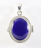 Ovaal zwaar zilveren medaillon met lapis lazuli afbeelding 1