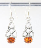 Fijne opengewerkte zilveren oorbellen met amber afbeelding 1