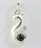 Zilveren zeepaardje met onyx afbeelding 1