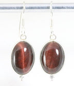 Fijne zilveren oorbellen met rode tijgeroog afbeelding 1