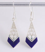 Opengewerkte zilveren oorbellen met lapis lazuli afbeelding 1