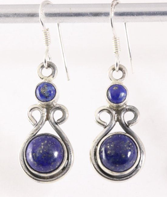 Opengewerkte zilveren oorbellen met lapis lazuli afbeelding 1