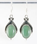 Bewerkte zilveren oorbellen met jade afbeelding 1