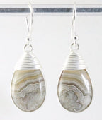 Zilveren oorbellen met Mexicaanse laguna lace agaat afbeelding 1