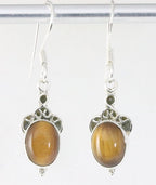 Fijne bewerkte zilveren oorbellen met tijgeroog afbeelding 1