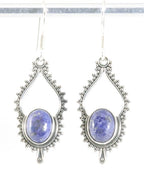 Bewerkte zilveren oorbellen met lapis lazuli afbeelding 1