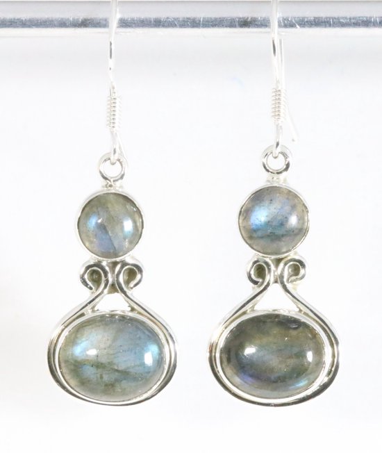 Zilveren oorbellen met labradoriet afbeelding 1
