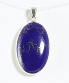 Ovale zilveren hanger met lapis lazuli afbeelding 1