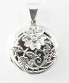 Rond opengewerkt zilveren medaillon met bloem afbeelding 1