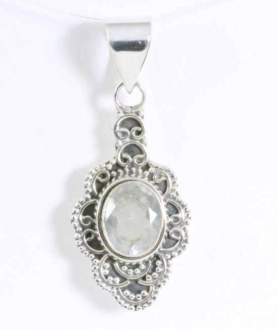 Bewerkte zilveren hanger met bergkristal afbeelding 1