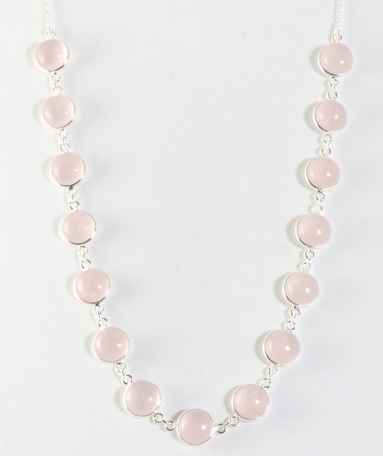 Zilveren collier met rozenkwarts afbeelding 1
