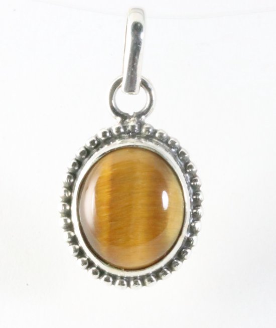 Fijne bewerkte ovale zilveren hanger met tijgeroog afbeelding 1