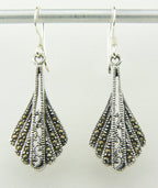 Bewerkte zilveren oorbellen met marcasiet afbeelding 5