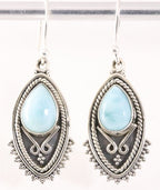 Bewerkte zilveren oorbellen met larimar afbeelding 1