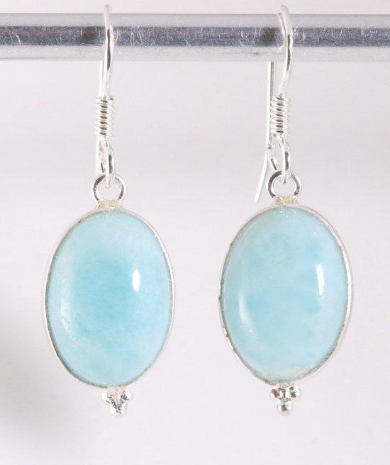 Zilveren oorbellen met larimar afbeelding 1