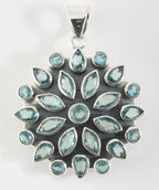 Grote zilveren hanger met blauwe topaas afbeelding 1