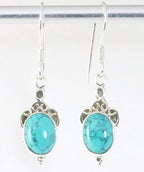 Fijne bewerkte zilveren oorbellen met turkoois afbeelding 1