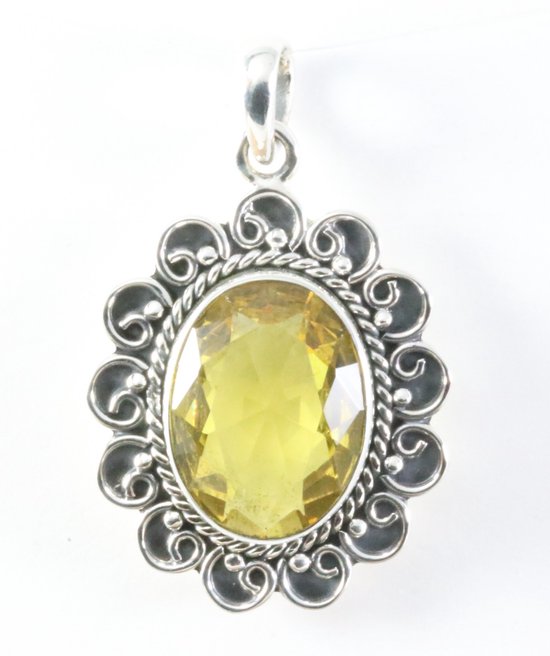 Bewerkte zilveren hanger met citrien afbeelding 1