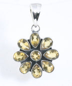 Bloemvormige zilveren hanger met citrien afbeelding 1