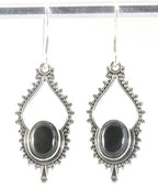 Bewerkte zilveren oorbellen met onyx afbeelding 1