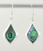 Druppelvormige zilveren oorbellen met abalone schelp afbeelding 1