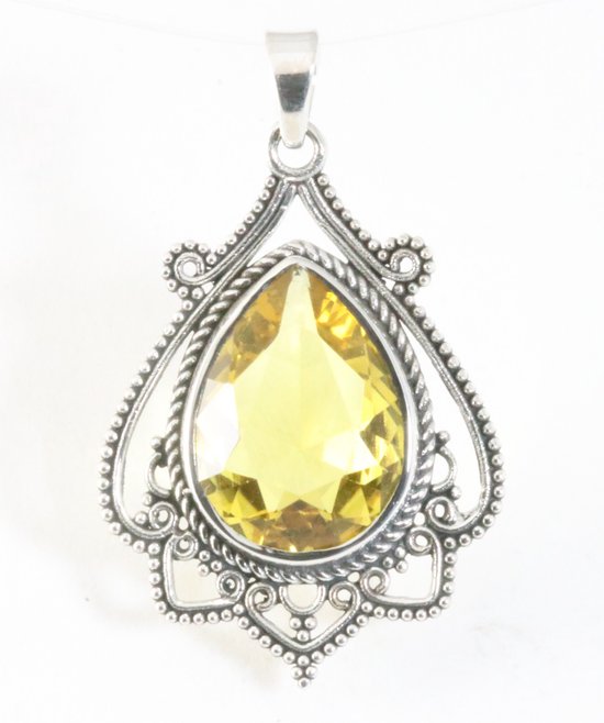 Bewerkte zilveren hanger met citrien afbeelding 1