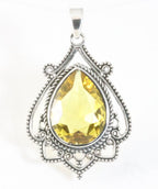 Bewerkte zilveren hanger met citrien afbeelding 1