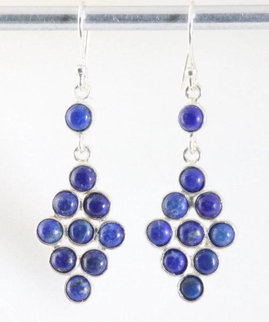 Lange zilveren oorbellen met lapis lazuli afbeelding 1