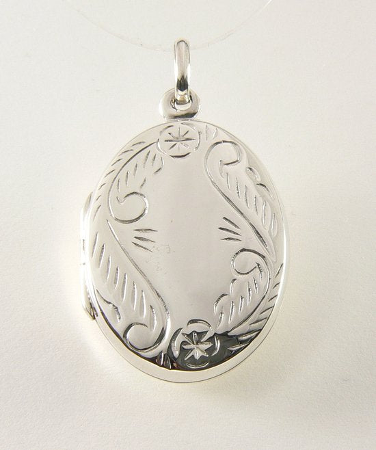 Bewerkt zilveren medaillon voor 2 foto's afbeelding 1