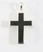 Fijne zilveren kruishanger met onyx afbeelding 1