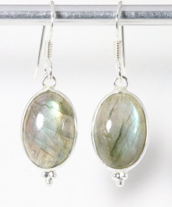 Fijne zilveren oorbellen met labradoriet afbeelding 1