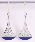 Lange opengewerkte zilveren oorbellen met lapis lazuli afbeelding 1