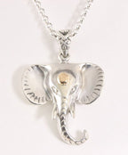 Traditionele zilveren olifant hanger met 18k gouden decoratie aan ketting afbeelding 1