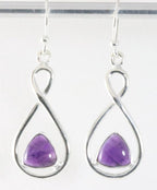 Opengewerkte zilveren oorbellen met amethist afbeelding 1