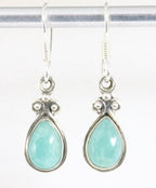 Fijne bewerkte zilveren oorbellen met groene amazoniet afbeelding 1