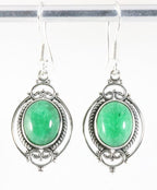 Bewerkte zilveren oorbellen met jade afbeelding 1