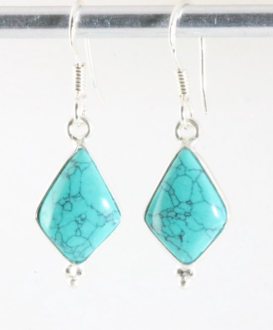 Fijne zilveren oorbellen met turkoois afbeelding 1