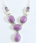 Zilveren ketting met paarse fosfosideriet en amethist afbeelding 1
