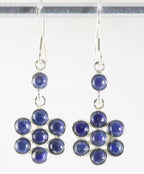 Lange bloemvormige zilveren oorbellen met lapis lazuli afbeelding 1